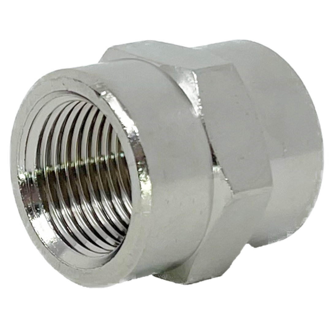 8043-08-04 : Adaptall Straight Brass Adapter, 1/2-14 (-08) Female BSPP x 1/4-19 (-04) Female BSPP