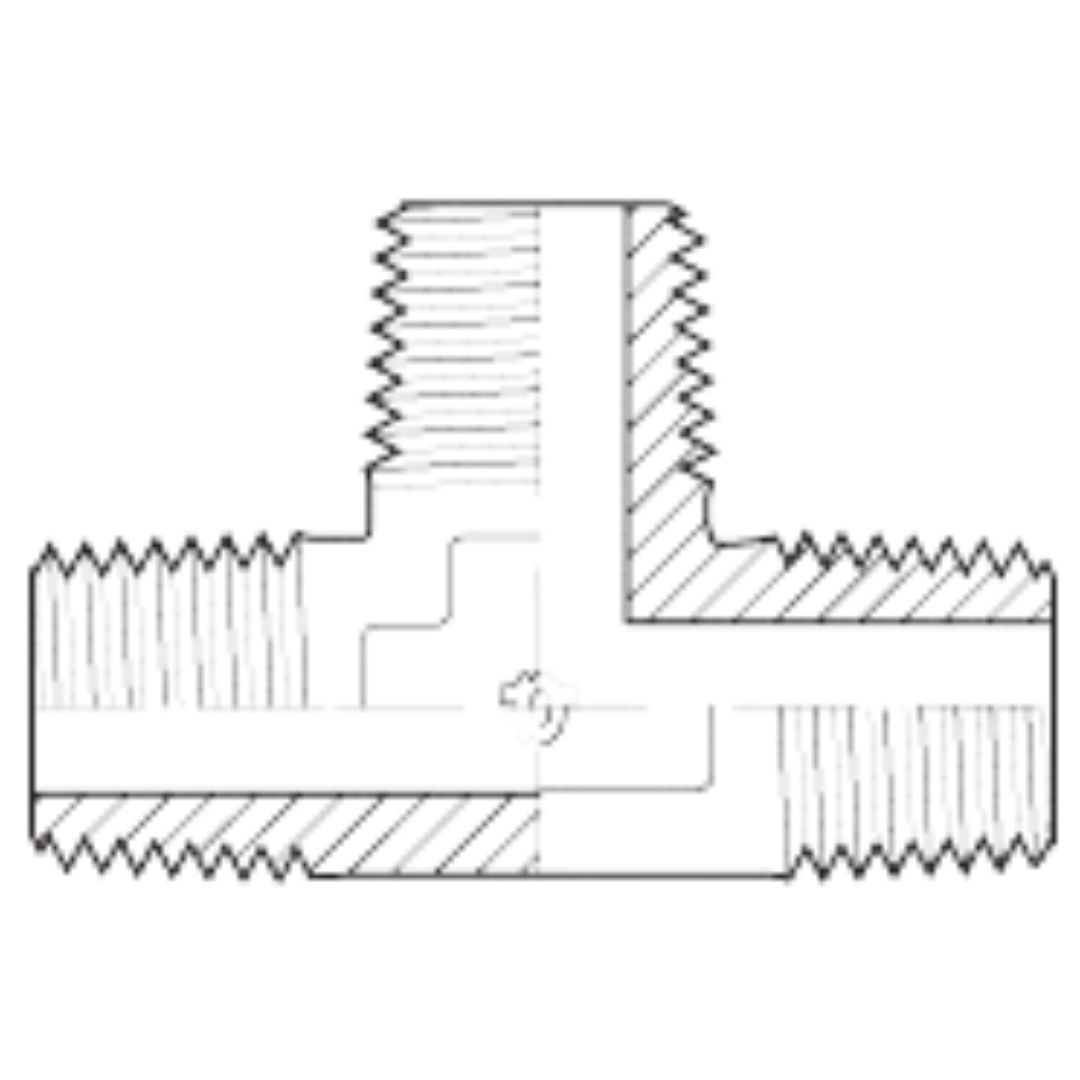8080-02-02-02 : Adaptall Tee Brass Adapter, 1/8-28 (-02) Male BSPT x 1/8-28 (-02) Male BSPT x 1/8-28 (-02) Male BSPT