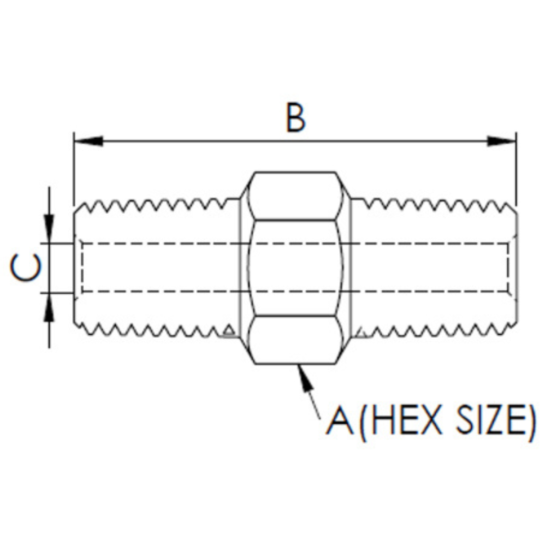 X8N08N-3-15 : OneXtreme Adapter, 0.5 (1/2") Male NPT x 0.5 (1/2") Male NPT, 15,000psi