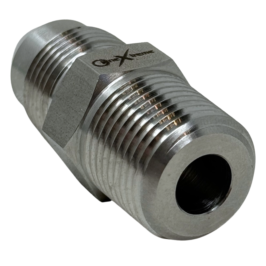 X12N09M10 : OneXtreme Adapter, 0.75 (3/4") Male NPT x 0.5625 (9/16") Male MP, 10,000psi