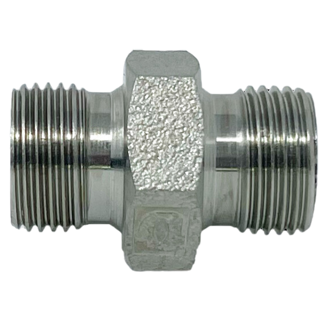 9000-32-12 : Adaptall Straight Steel Rigid Nipple Adapter, 2-11 (-32) Male BSPP x 3/4-14 (-12) Male BSPP