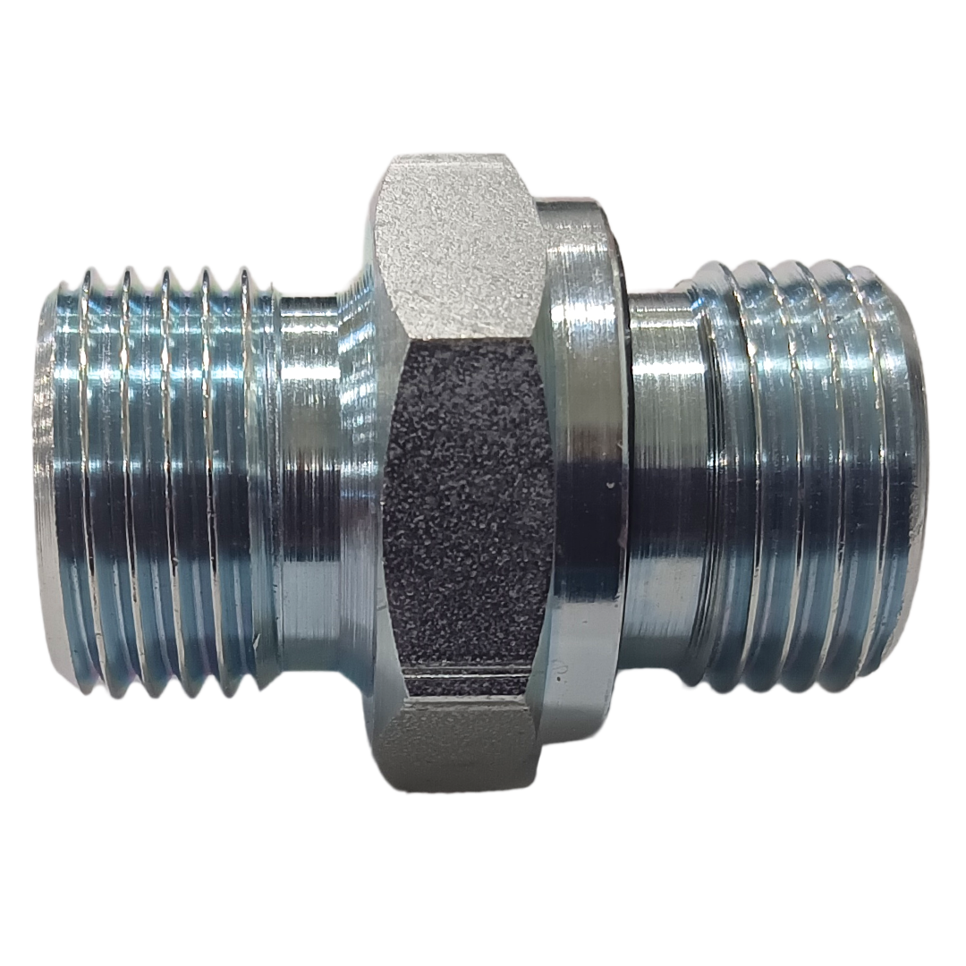 9000-02-02ES : Adaptall Straight Steel Rigid Adapter with Seal, 1/8-28 (-02) Male BSPP x 1/8-28 (-02) Male BSPP