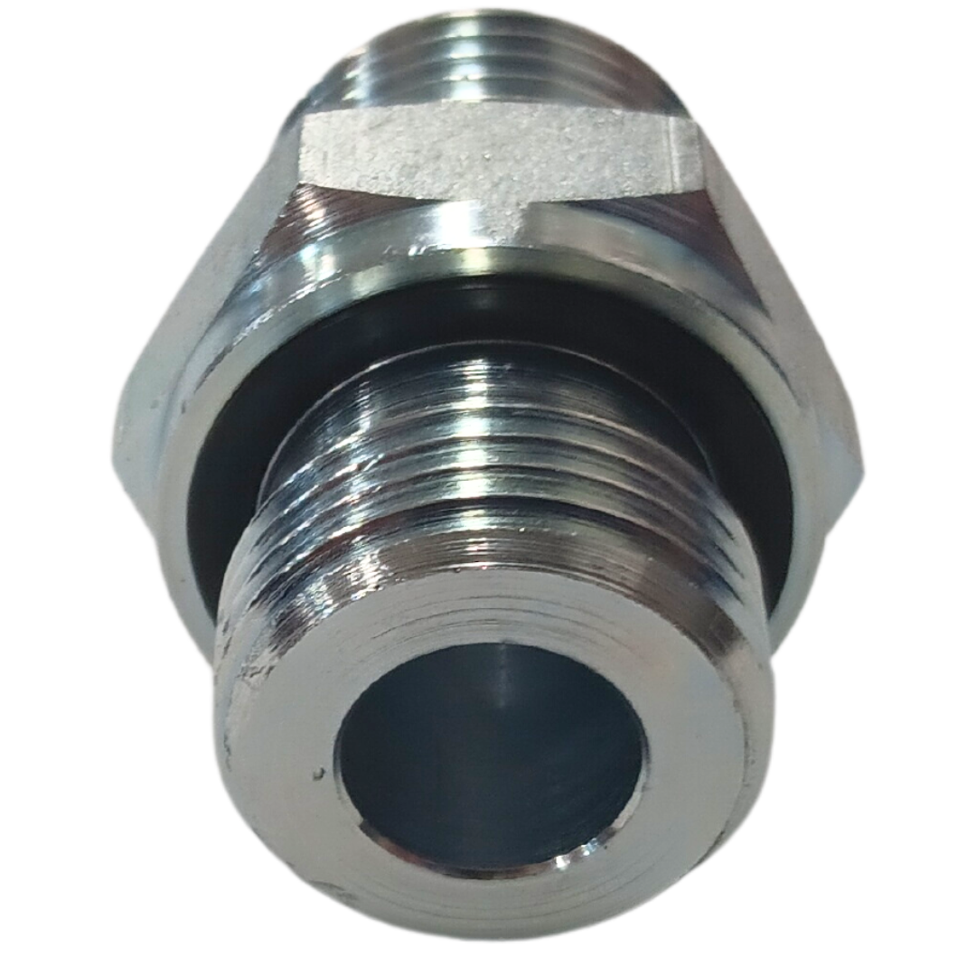9000-02-02ES : Adaptall Straight Steel Rigid Adapter with Seal, 1/8-28 (-02) Male BSPP x 1/8-28 (-02) Male BSPP
