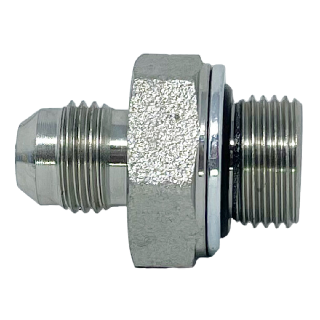 9002-16-16 : Adaptall Straight Steel Adapter, 1-5/16-12 (-16) Male JIC x 1-11 (-16) Male BSPP Port Only