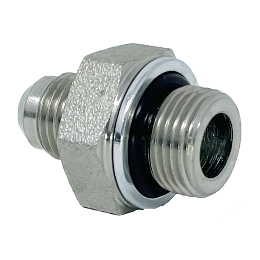 9002-16-16 : Adaptall Straight Steel Adapter, 1-5/16-12 (-16) Male JIC x 1-11 (-16) Male BSPP Port Only