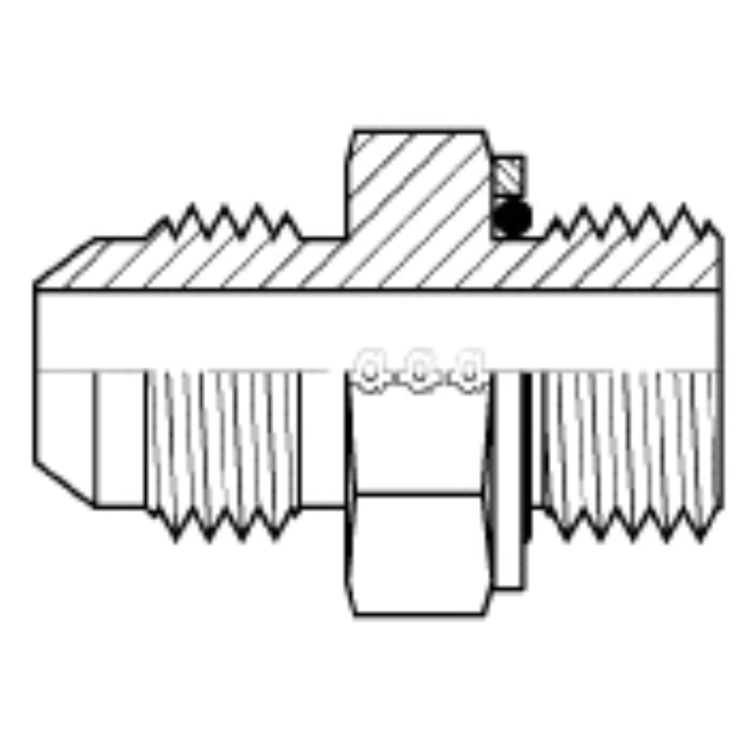 9002-16-16 : Adaptall Straight Steel Adapter, 1-5/16-12 (-16) Male JIC x 1-11 (-16) Male BSPP Port Only
