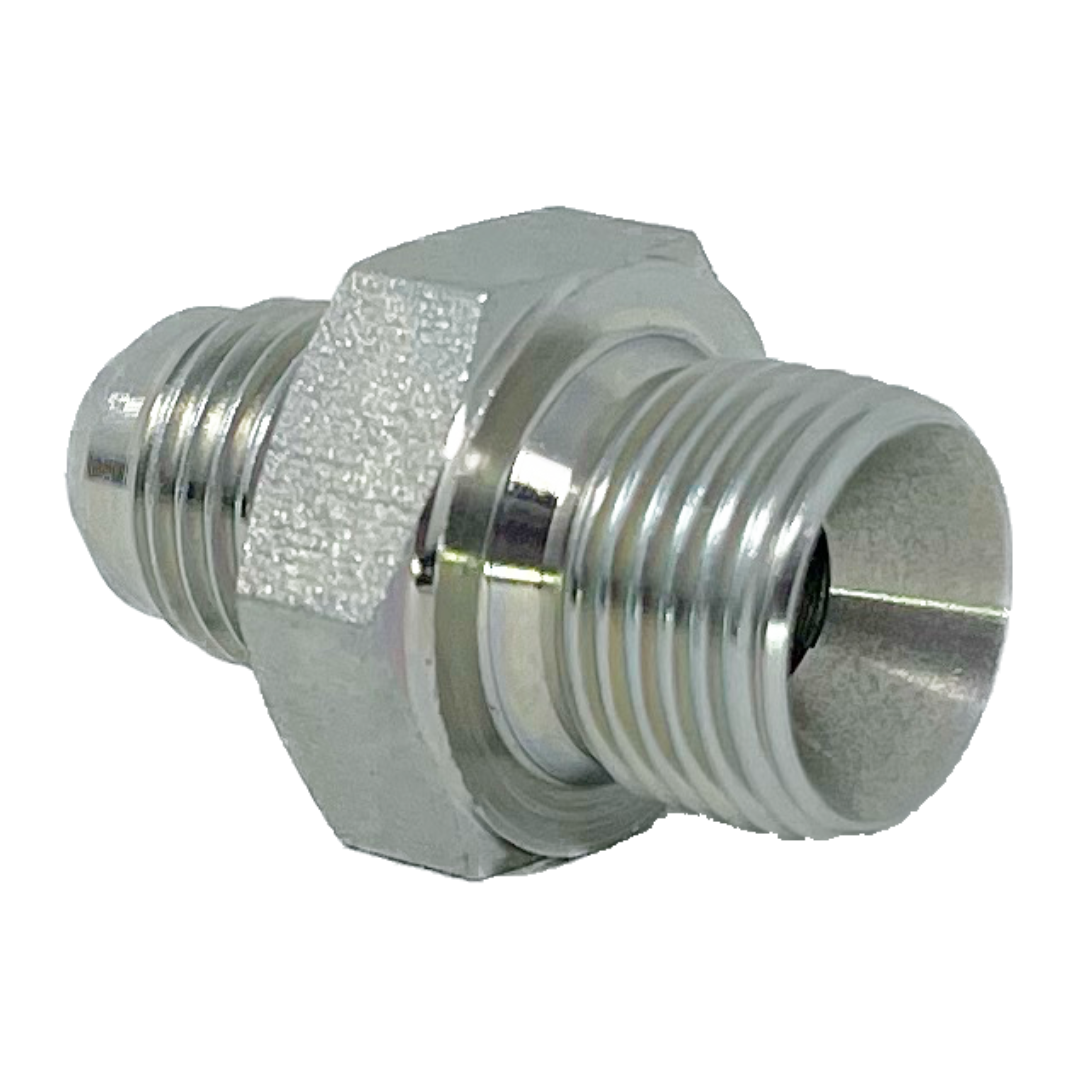9005-03-04 : Adaptall Straight Steel Adapter, 3/8-24 (-03) Male JIC x 1/4-19 (-04) Male BSPP Flare, No Seal