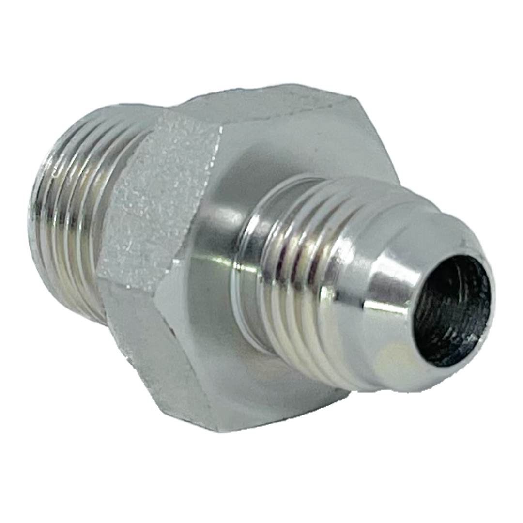 9005-03-04 : Adaptall Straight Steel Adapter, 3/8-24 (-03) Male JIC x 1/4-19 (-04) Male BSPP Flare, No Seal