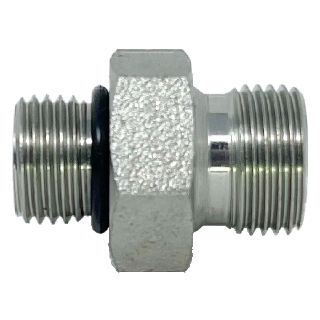 9006-16-20 : Adaptall Straight Steel Rigid Adapter, 1-5/16-12 (-16) Male ORB x 1-1/4-11 (-20) Male BSPP