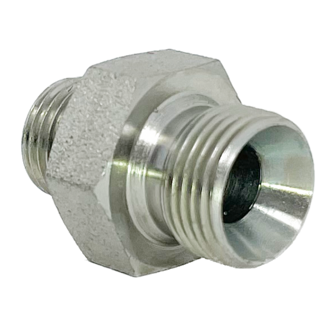 9006-16-20 : Adaptall Straight Steel Rigid Adapter, 1-5/16-12 (-16) Male ORB x 1-1/4-11 (-20) Male BSPP