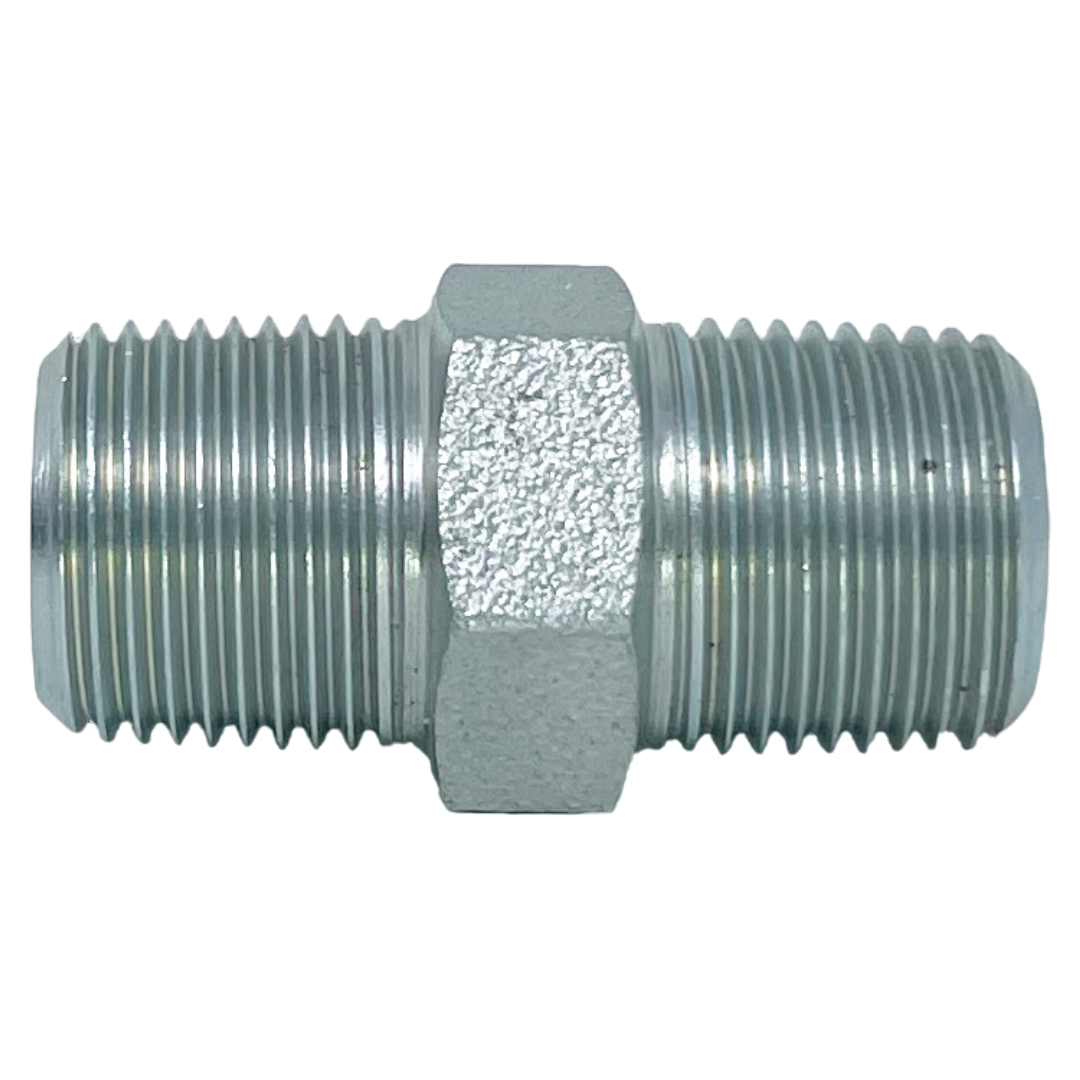 9010-48-48 : Adaptall Straight Steel Adapter, R 3-11 (-48) Male BSPT x R 3-11 (-48) Male BSPT