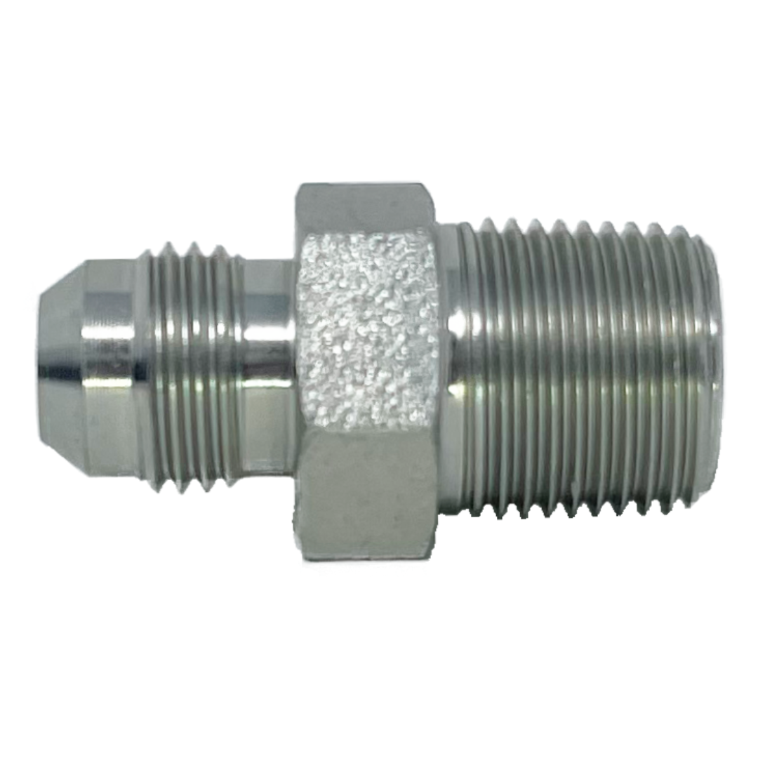 SS9011-08-08 : Adaptall Straight Stainless Steel Adapter, 3/4-16 (-08) Male JIC x 1/2-14 (-08) Male BSPT