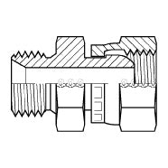 9019-12-L15-22 : Adaptall Straight Steel Adapter, 3/4-14 (-12) Male BSPP x M22 X 1.5 (L15) Female DIN Tube (Light Duty), Dual Purpose Ball Seat Fits 60-Deg