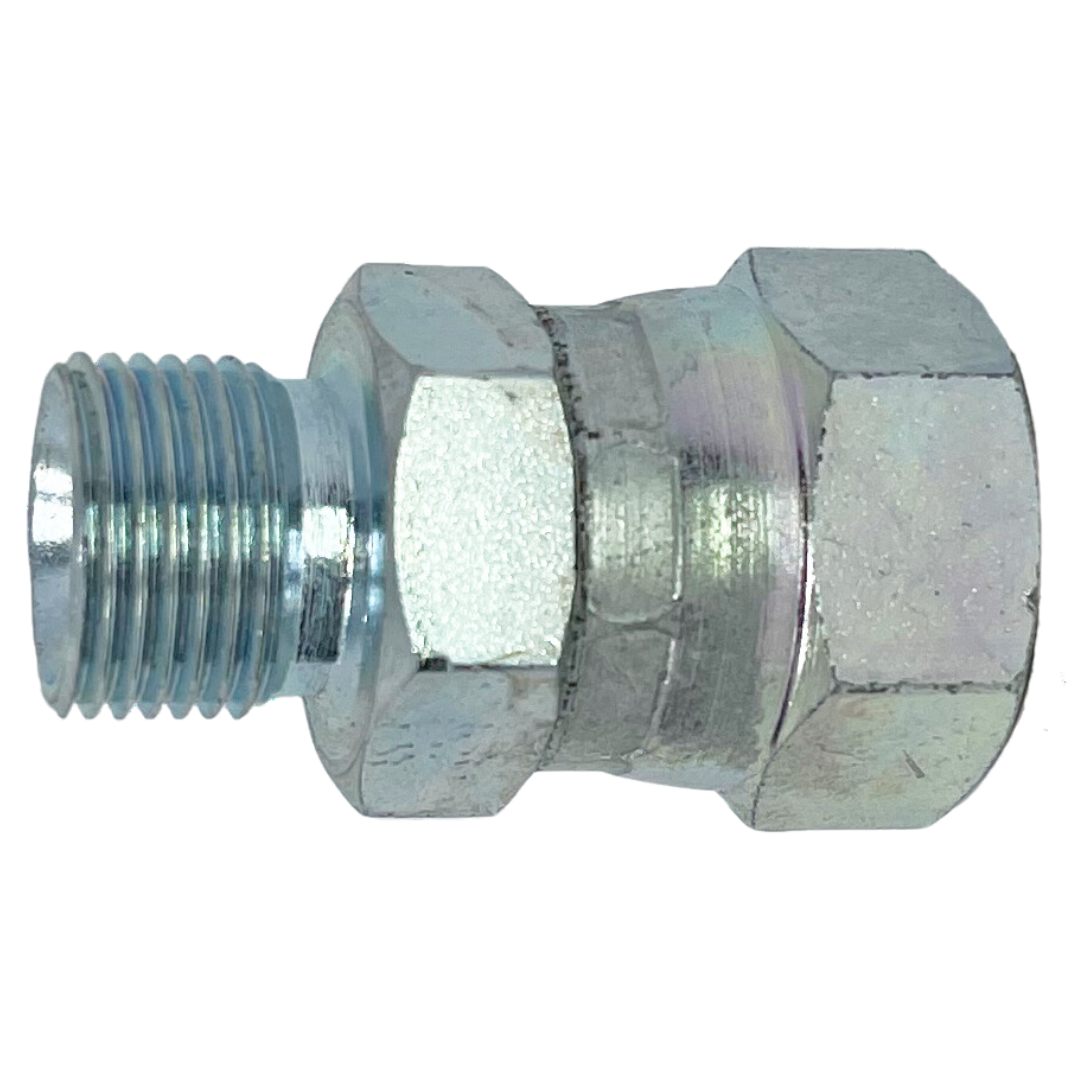 9021-12-10 : Adaptall Straight Steel Adapter, 3/4-14 (-12) Male BSPP x 7/8-14 UNF (-10) Female JIC