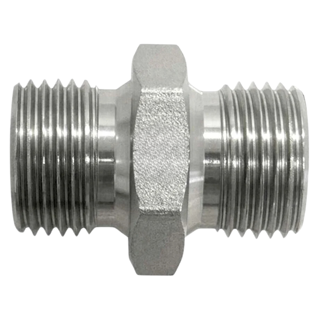 9022-16-08 : OneHydraulics Straight Steel Adapter, 1-11 (-16) Male BSPP x 1/2-14 (-08) Male BSPP, 3000psi
