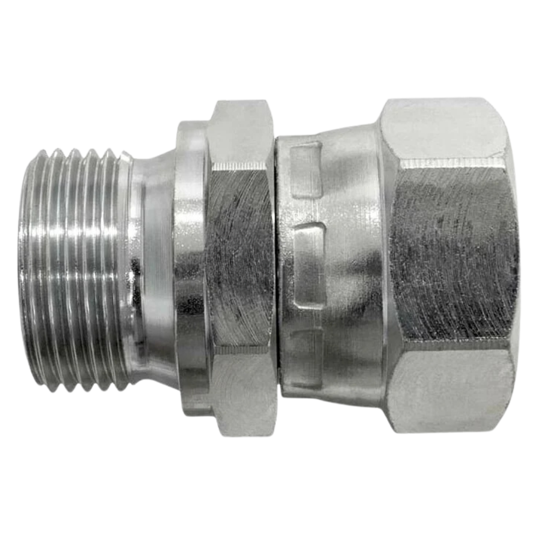 9024-02-02 : OneHydraulics Straight Steel Adapter, 1/8-28 (-02) Male BSPP x 1/8-28 (-02) Female BSPP Swivel, 5000psi