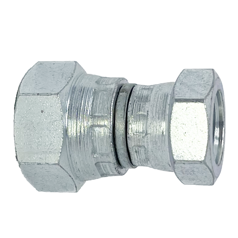 9025-12-10 : Adaptall Straight Steel Adapter, 3/4-14 (-12) Female BSPP Swivel x 5/8-14 (-10) Female BSPP Swivel