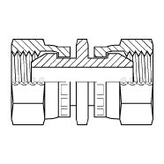 9025-12-04 : Adaptall Straight Steel Adapter, 3/4-14 (-12) Female BSPP Swivel x 1/4-19 (-04) Female BSPP Swivel