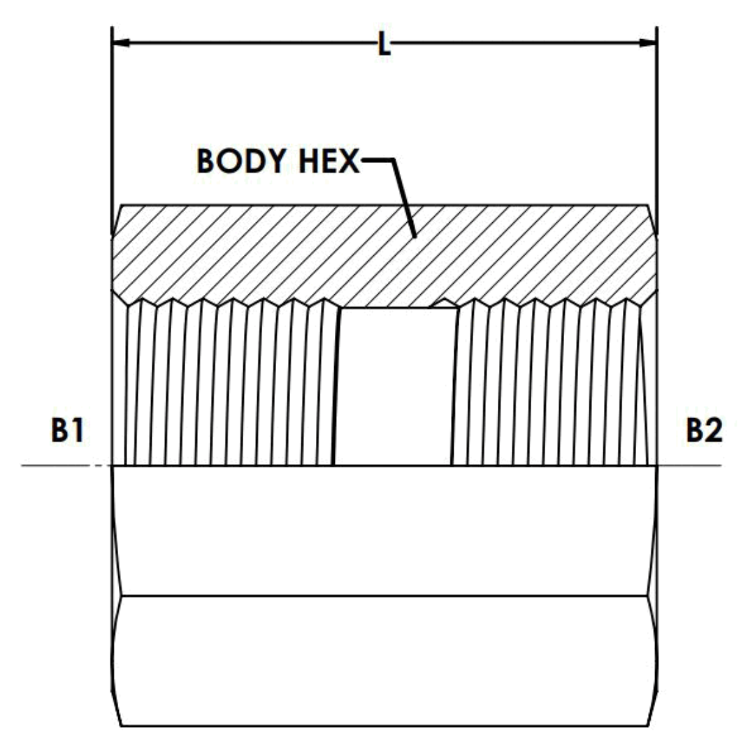 9033-08-08 : OneHydraulics Straight Steel Adapter, 1/2-14 (-08) Female BSPP x 1/2-14 (-08) Female BSPP, 5000psi