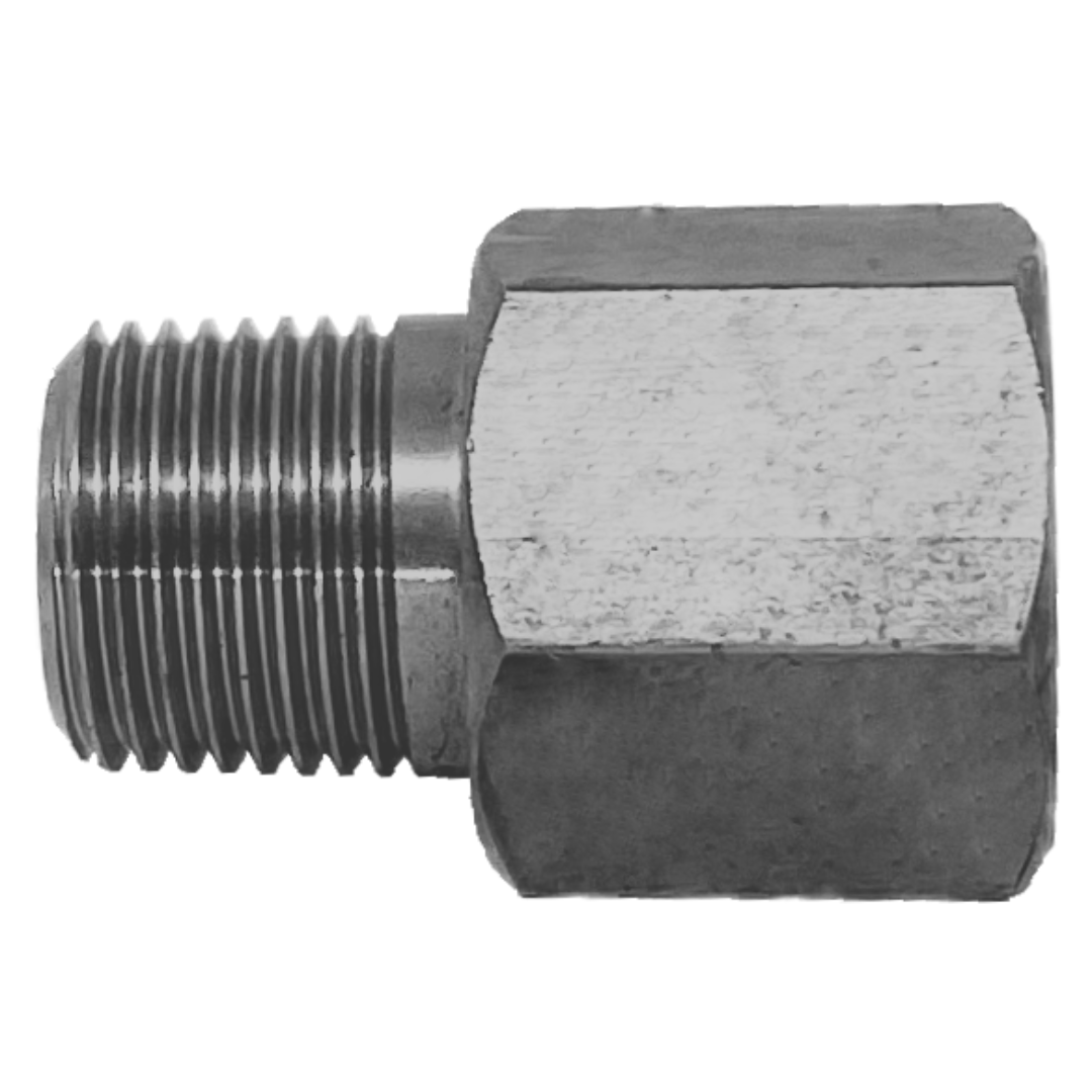 SS9037-06-06 : Adaptall Straight Stainless Rigid Adapter, 3/8-18 (-06) Male NPT x 3/8-19 (-06) Female BSPP
