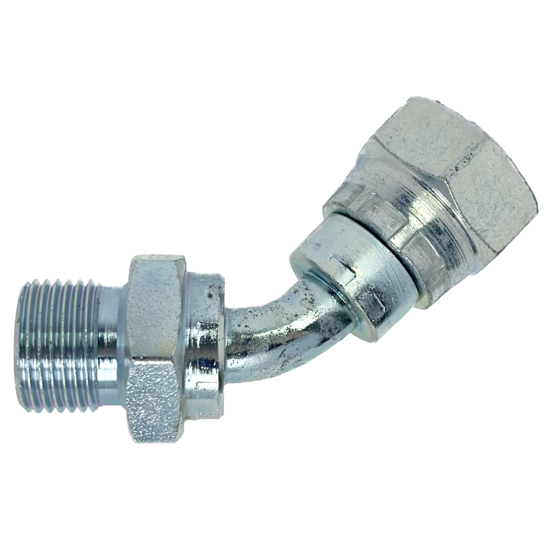 9047-16-16 : Adaptall 45-Degree Steel Adapter, 1-11 (-16) Male BSPP x 1-11 (-16) Female BSPP Swivel