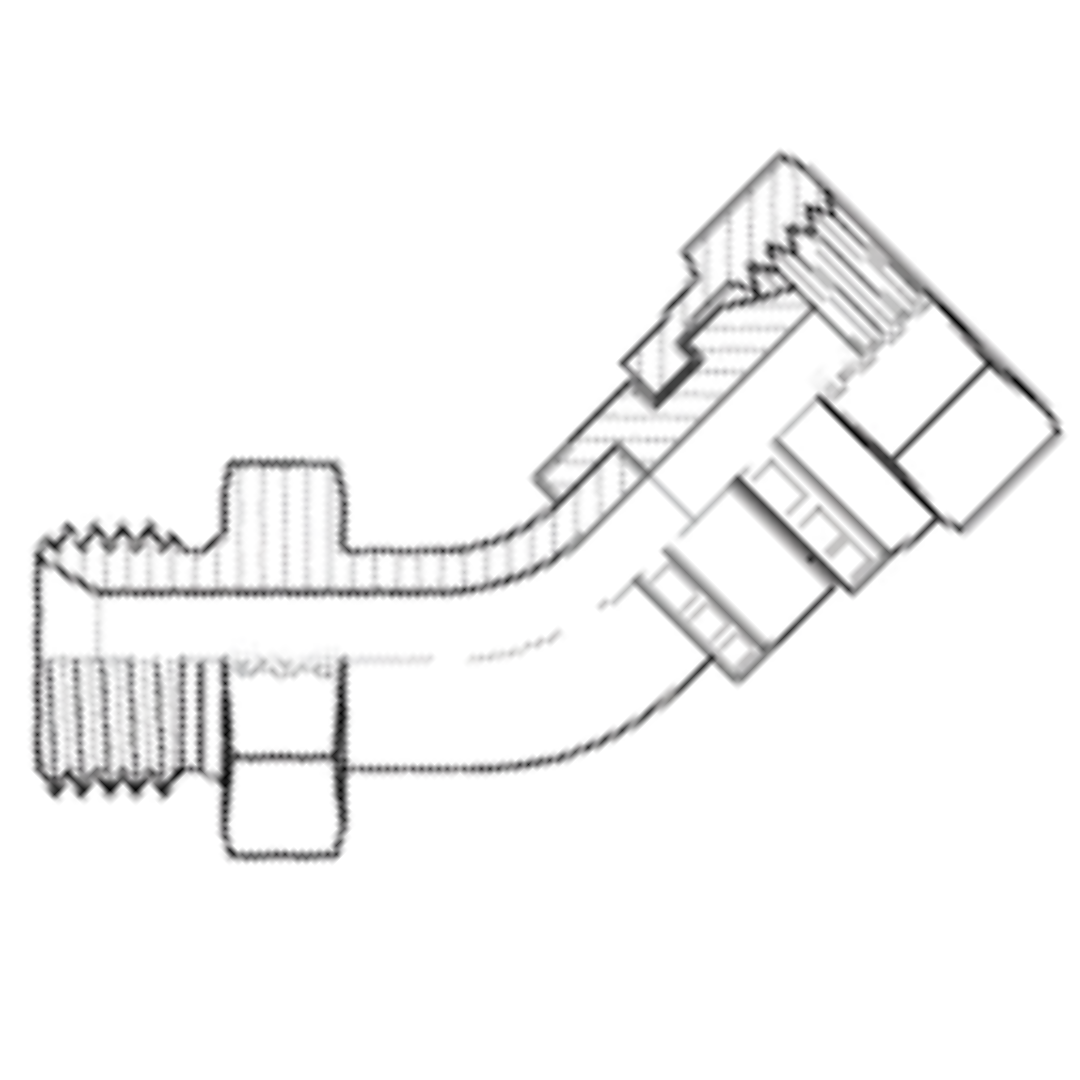 9047-16-16 : Adaptall 45-Degree Steel Adapter, 1-11 (-16) Male BSPP x 1-11 (-16) Female BSPP Swivel