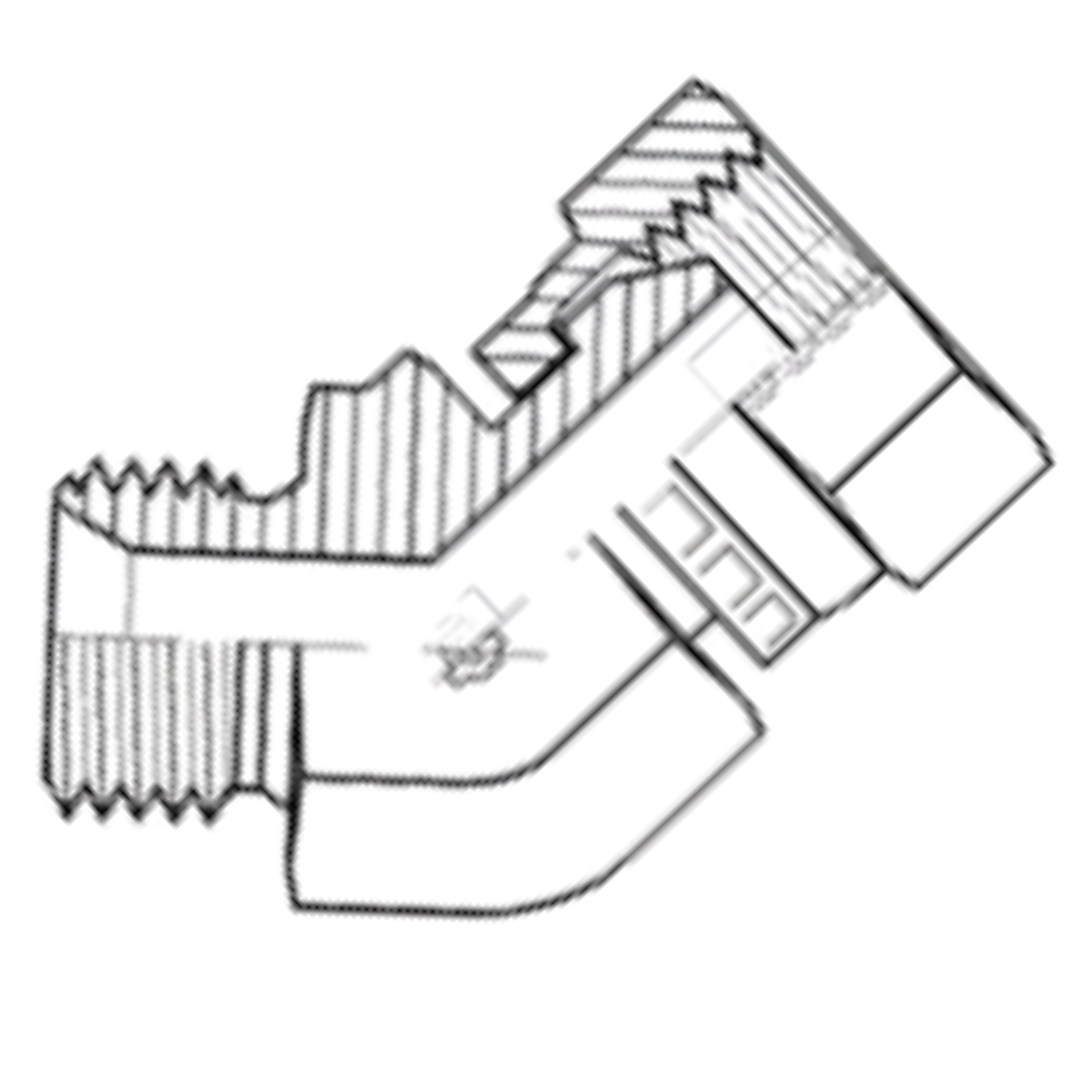 9048-08-08 : Adaptall 45-Degree Steel Forged Adapter, 1/2-14 (-08) Male BSPP x 1/2-14 (-08) Female BSPP Swivel