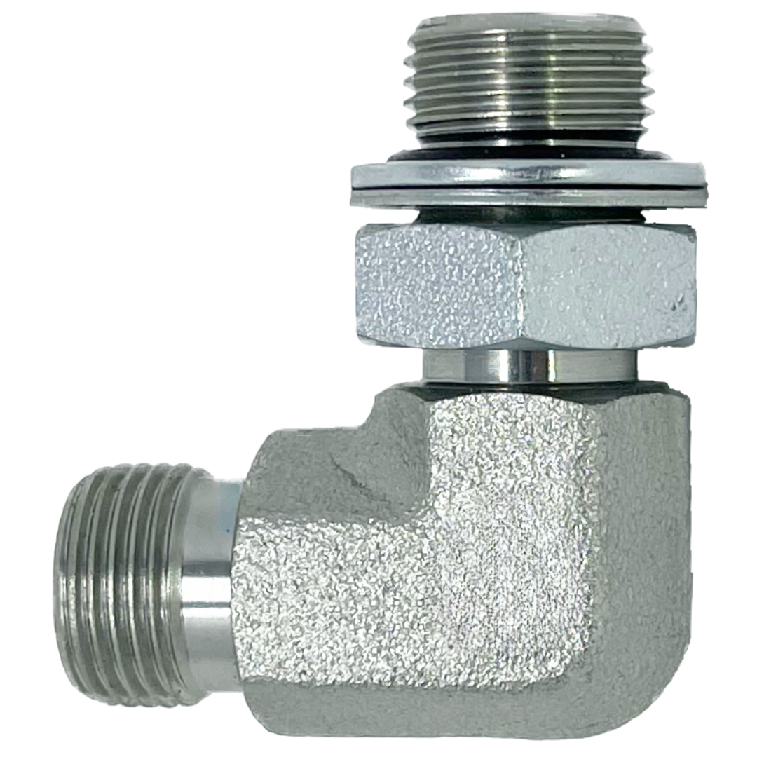 9052-08-12 : Adaptall 90-Degree Steel Adapter, 1/2-14 (-08) Male BSPP x 3/4-14 (-12) Male Adjustable BSPP