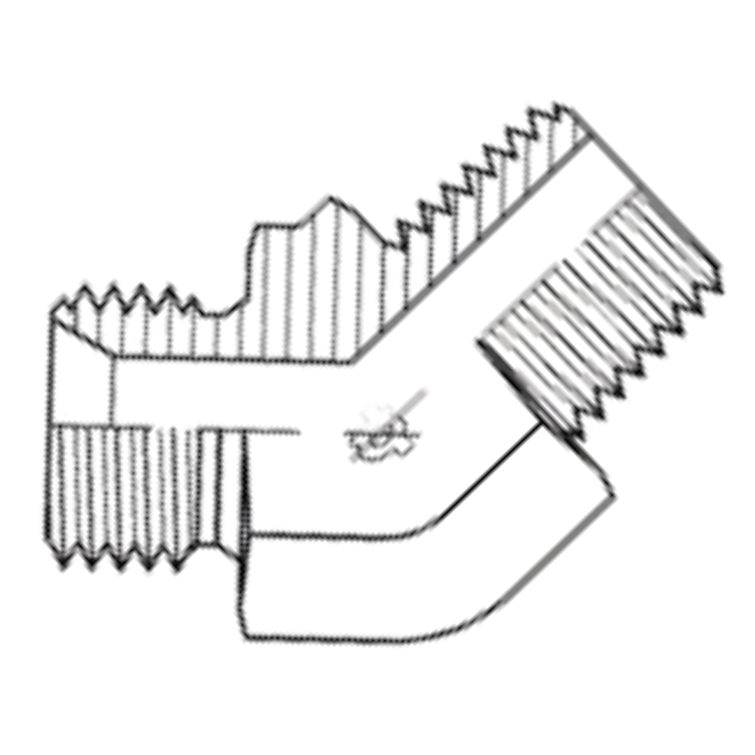 9054-04-02 : Adaptall 45-Degree Steel Adapter, 1/4-19 (-04) Male BSPP x 1/8-28 (-02) Male BSPT