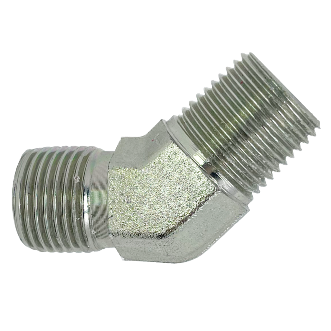 9054-04-02 : Adaptall 45-Degree Steel Adapter, 1/4-19 (-04) Male BSPP x 1/8-28 (-02) Male BSPT
