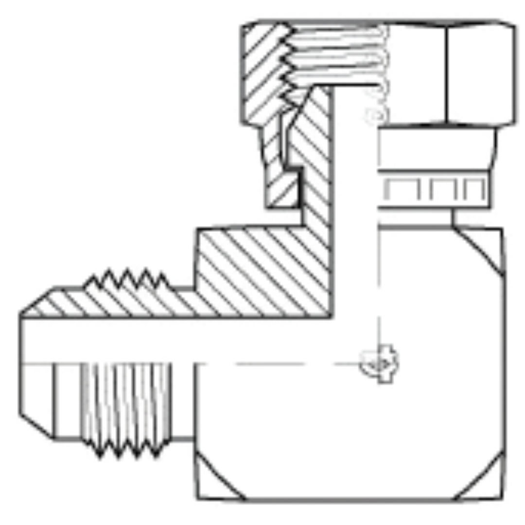 9056-16-16 : Adaptall 90-Degree Steel Adapter, 1-5/16-12 (-16) Male JIC x 1-11 (-16) Female BSPP Swivel