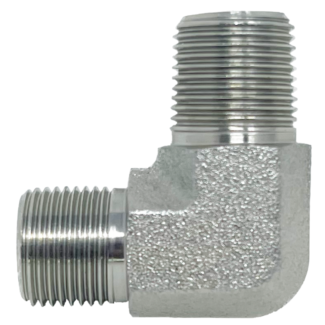 9057-12-12 : Adaptall 90-Degree Steel Adapter, 3/4-14 (-12) Male BSPP x 3/4-14 (-12) Male BSPT