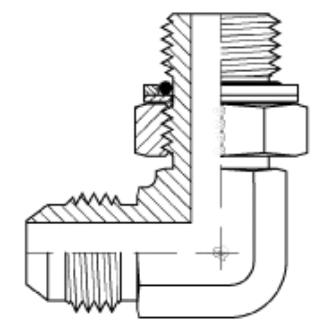9059-10-08 : Adaptall 90-Degree Steel Adapter, 7/8-14 (-10) Male JIC x 1/2-14 (-08) Male Adjustable BSPP