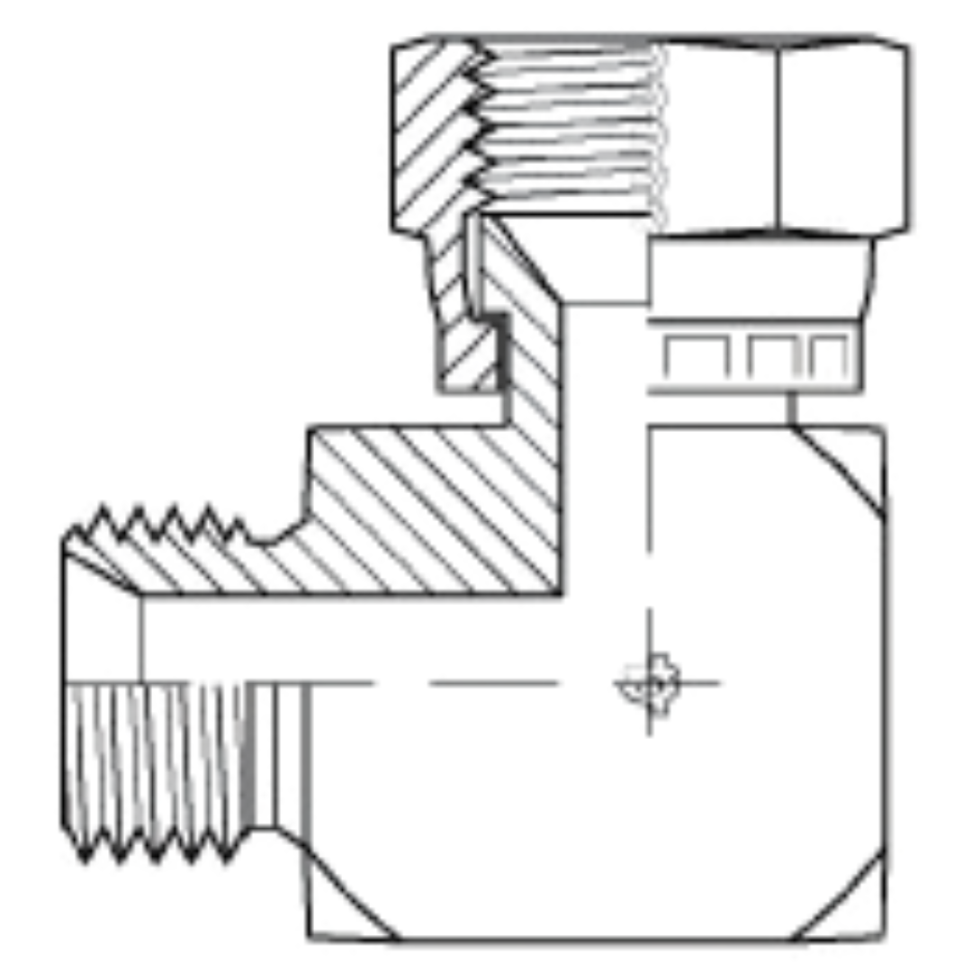 9061-08-10 : Adaptall 90-Degree Steel Adapter, 1/2-14 (-08) Male BSPP x 7/8-14 (-10) Female JIC Swivel