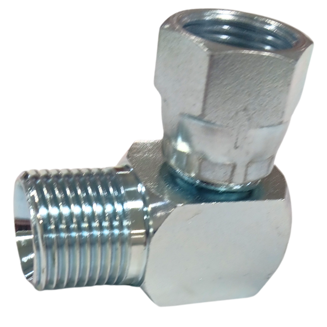9061-08-10 : Adaptall 90-Degree Steel Adapter, 1/2-14 (-08) Male BSPP x 7/8-14 (-10) Female JIC Swivel