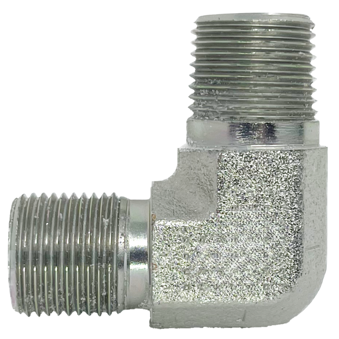9070-16-16 : Adaptall 90-Degree Steel Adapter, 1-11 (-16) Male BSPP x 1-11-1/2 (-16) Male NPT