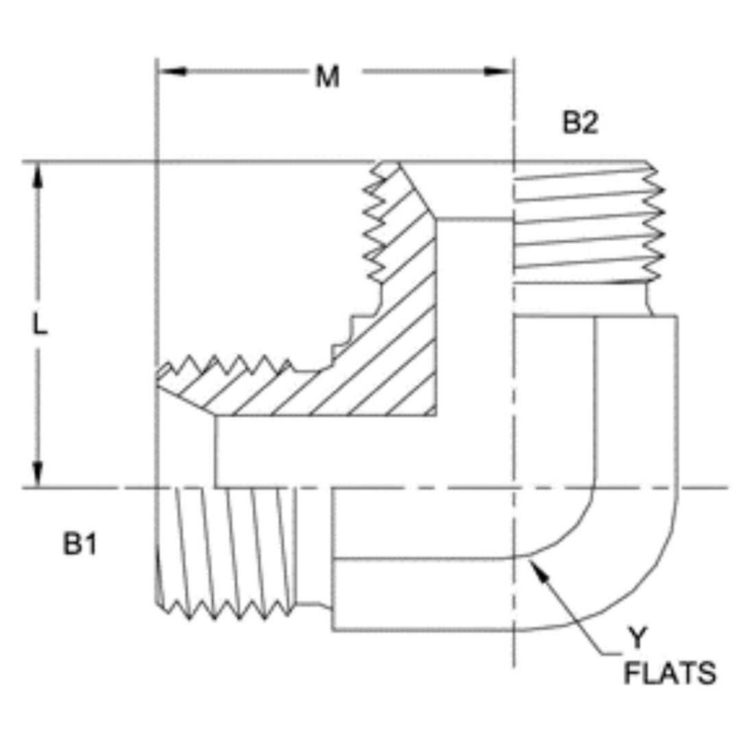 9222-04-04-FG : OneHydraulics 90-Degree Steel Adapter, 1/4-19 (-04) Male BSPP x 1/4-19 (-04) Male BSPP, 5000psi