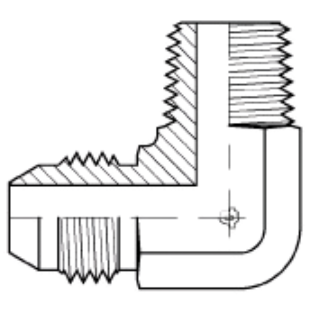 9224-16-16 : Adaptall 90-Degree Steel Adapter, 1-11 (-16) Male JIS x 1-11 (-16) Male BSPT
