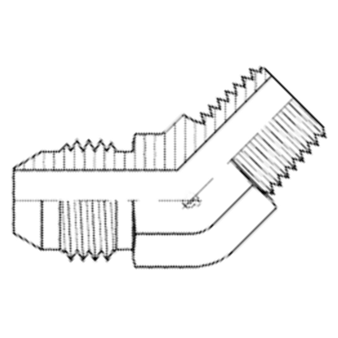 9225-16-16 : Adaptall 45-Degree Steel Adapter, 1-11 (-16) Male JIS x 1-11 (-16) Male BSPT