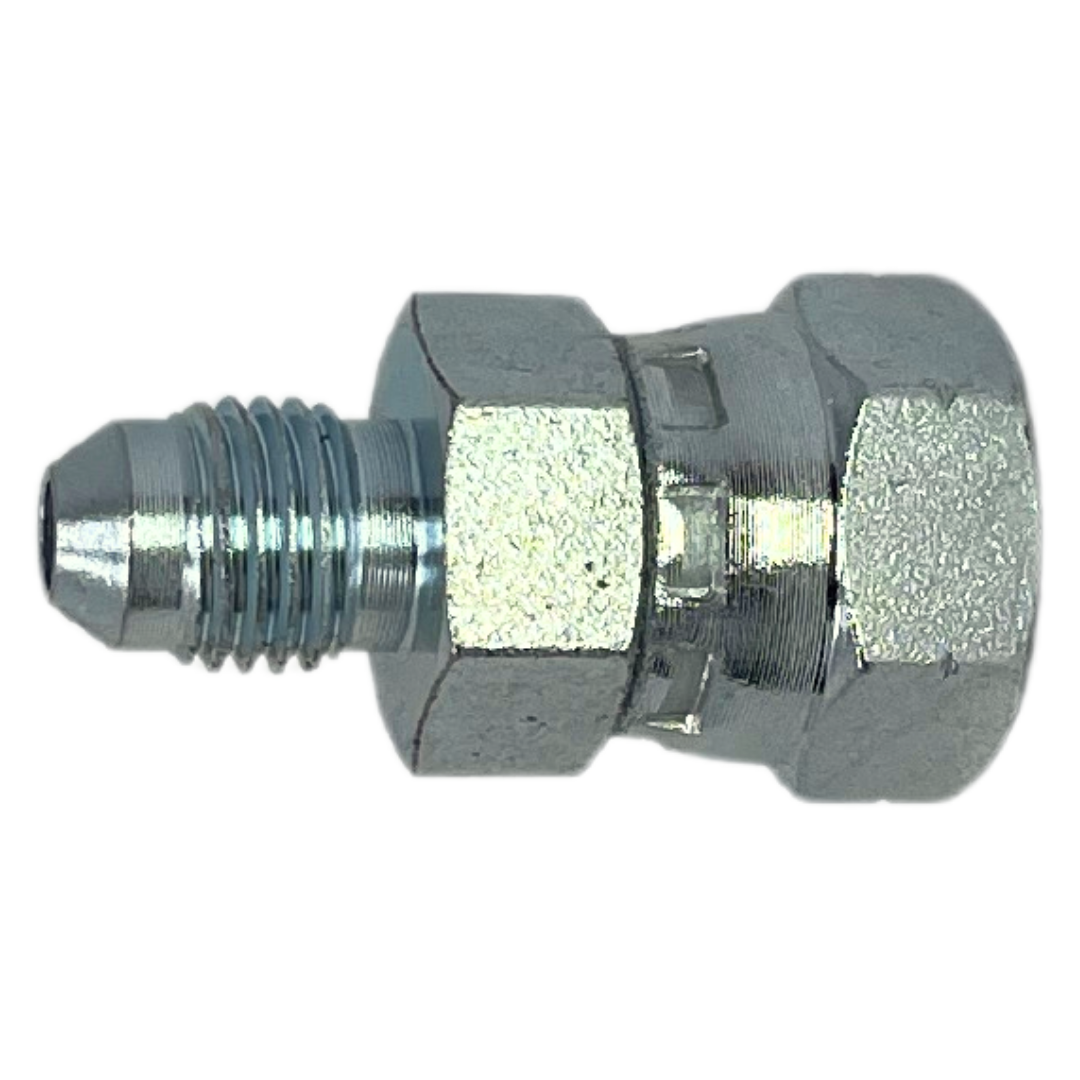 9240-10-08 : Adaptall Straight Steel Adapter, 7/8-14 (-10) Male JIC x 1/2-14 (-08) Female BSPP Swivel