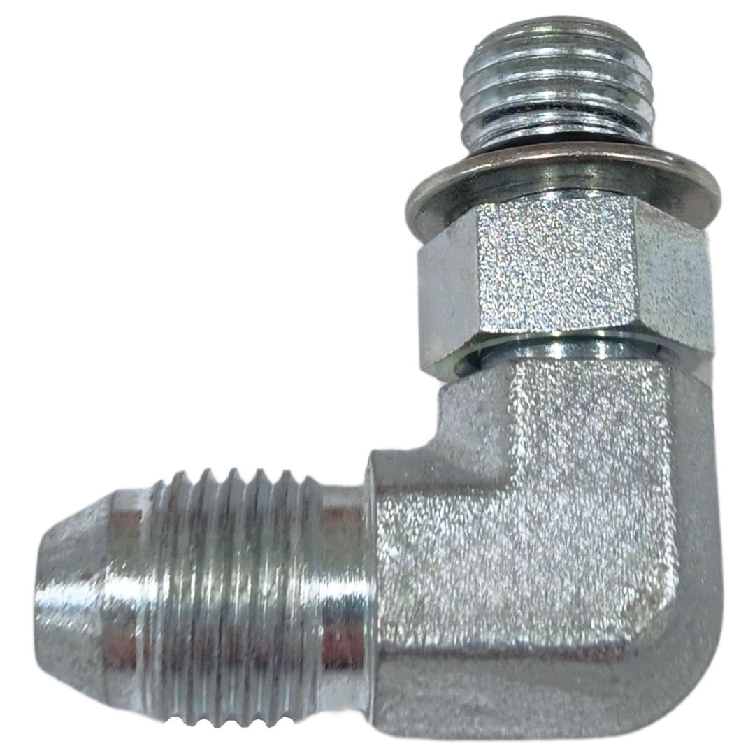 9278-04-04 : Adaptall 90-Degree Steel Adapter, 1/4-19 (-04) Male JIS x 7/16-20 (-04) Male Adjustable ORB