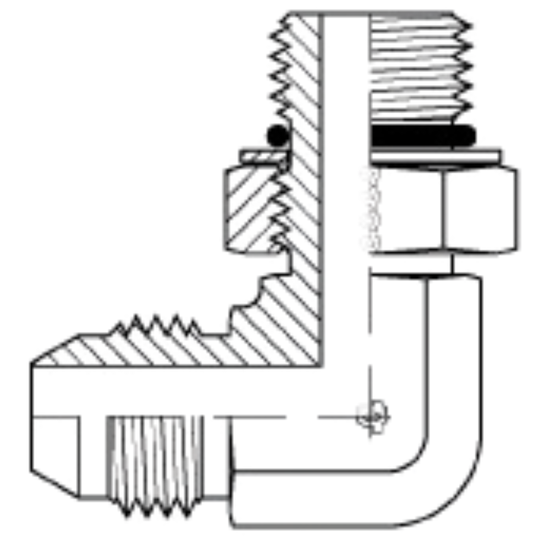 9278-04-04 : Adaptall 90-Degree Steel Adapter, 1/4-19 (-04) Male JIS x 7/16-20 (-04) Male Adjustable ORB
