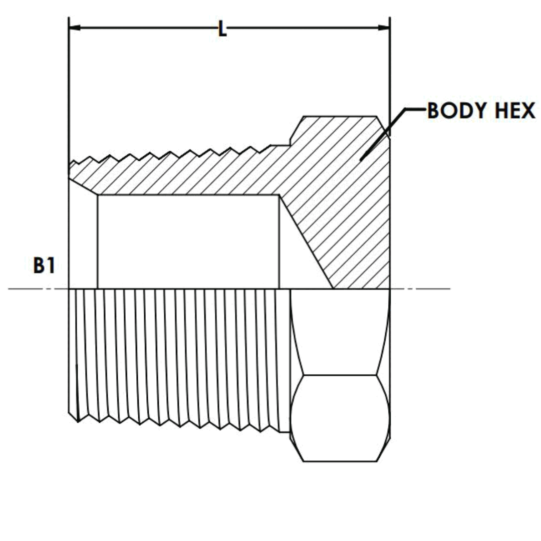 9500-P-02 : OneHydraulics Steel Hex Plug (No Seal), 1/8-28 (-02) Male BSPT