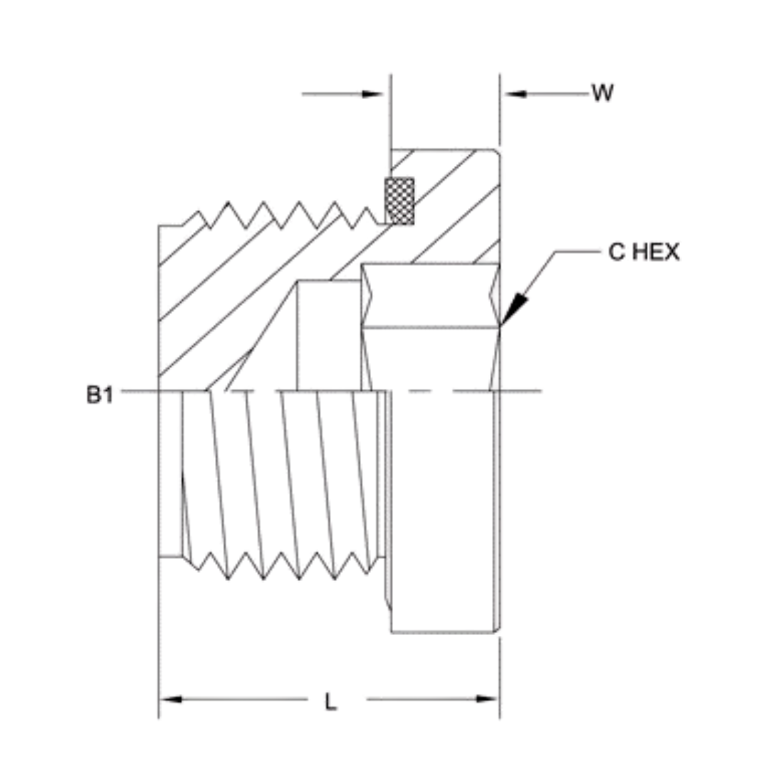 9522-H-02-O : OneHydraulics Steel Hollow Hex Plug, 1/8-28 (-02) Male BSPP