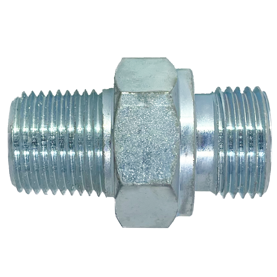 9607-08-L15-22 : Adaptall Straight Steel Adapter, 1/2-14 (-08) Male NPT x M22 X 1.5 (-L15) Male DIN Tube, Light Duty