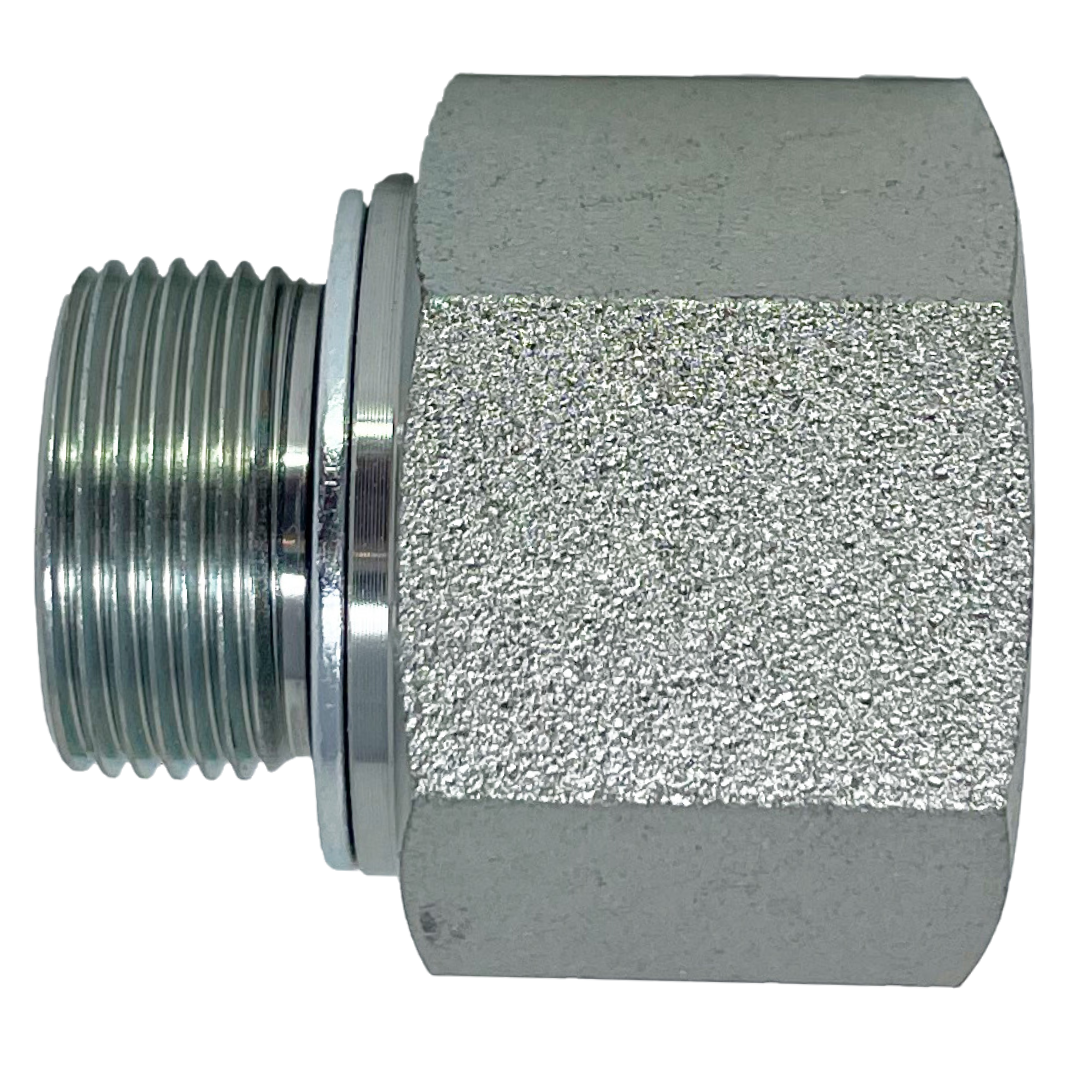 9636S-24-S16-12 : Adaptall Straight Steel Adapter, M24 X 1.5 (-S16) Male Heavy Duty DIN x 3/4-14 NPTF (-12) Female NPT