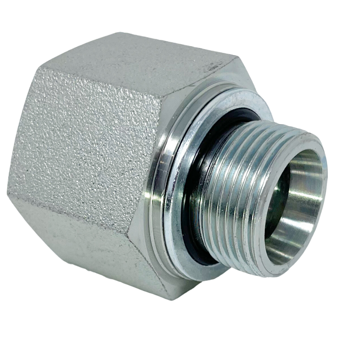 9636S-24-S16-12 : Adaptall Straight Steel Adapter, M24 X 1.5 (-S16) Male Heavy Duty DIN x 3/4-14 NPTF (-12) Female NPT