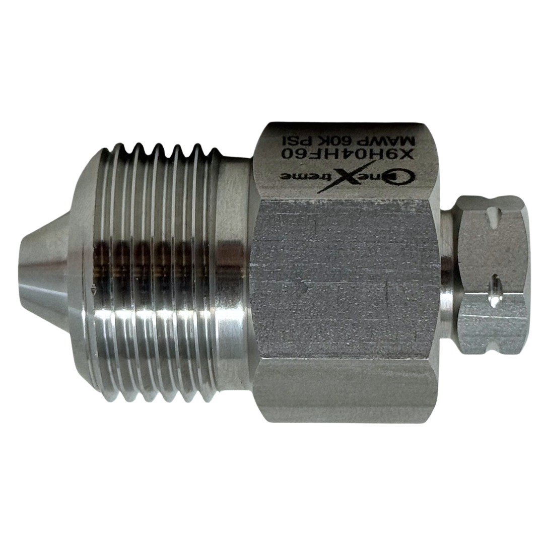 X4H09HF60-K : OneXtreme Adapter, 0.25 (1/4") Male HP x 0.5625 (9/16") Female HP, 60,000psi