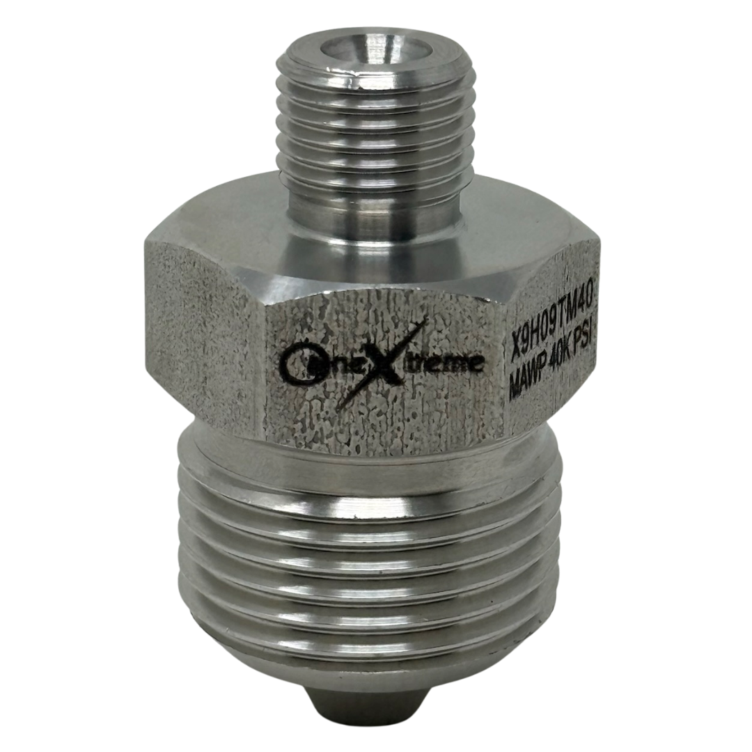 X9H09TM40 : OneXtreme Adapter, 0.5625 (9/16") Male HP x 0.5625 (9/16") Male Type-M, 40,000psi