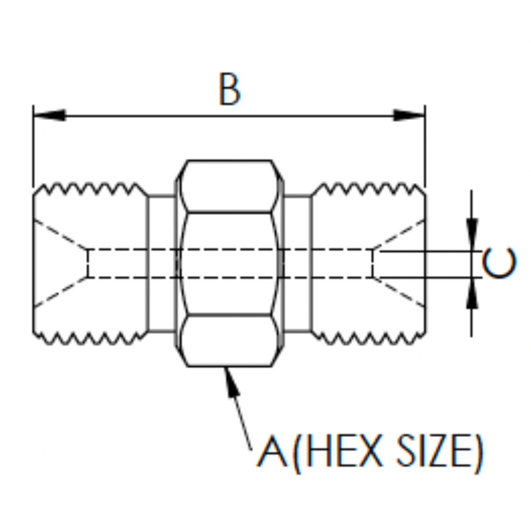 X9TM16TM30 : OneXtreme Adapter, 0.5625 (9/16") Male Type-M x 1" Male Type-M, 30,000psi